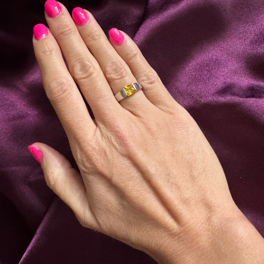 Yellow Gemstone set in Silver Women's Ring